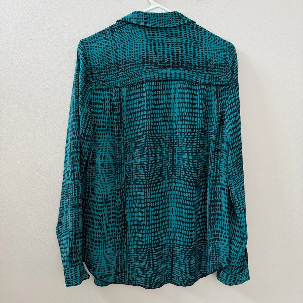 Calvin Klein Teal & Black Long Sleeve Button Down Shirt, Sz S - Picture 8 of 11